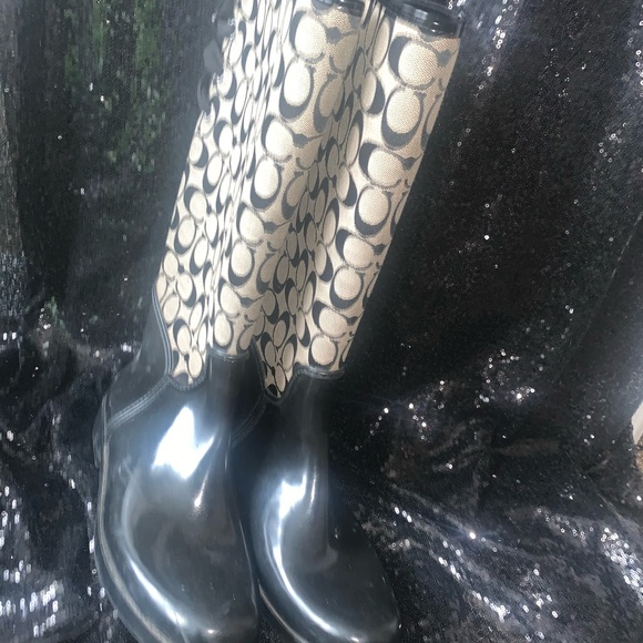 Coach rain boots with lace up ties in back. Super cute and only worn twice. - Picture 4 of 6